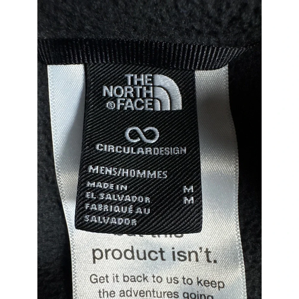 The North Face Mens Blue Black Circular Design Full Zip Fleece Jacket Size M
